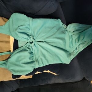 Turquoise Textured One-Piece Swimsuit